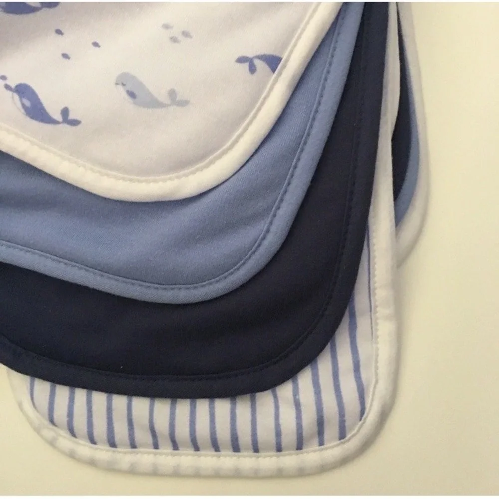 NEW Baby Burp Cloths 4pc Set Soft Absorbent Whales, Stripes, Solid DreamGro